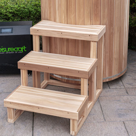 Dundalk Leisurecraft 3 Tier Steps for Cold Plunge - Clear Red Cedar Hot Tub Accessories