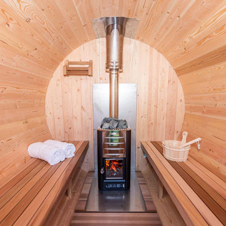 Dundalk Leisurecraft Canadian Timber Tranquility MP Barrel Sauna - Black Asphalt Shingle Roof (Includes Trim) Barrel Sauna