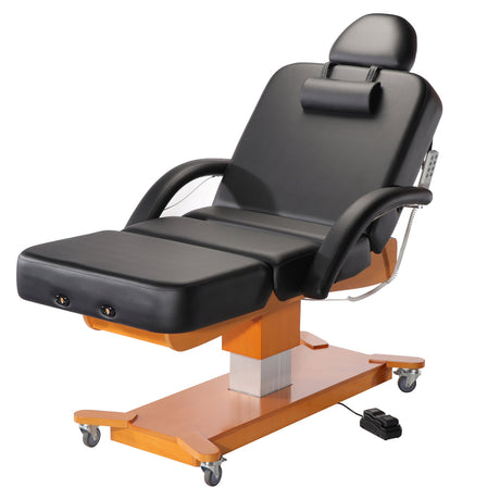 Master Massage® Maxking Salon Electric Lift Spa Salon Stationary Pedestal Flat Beauty Bed Black