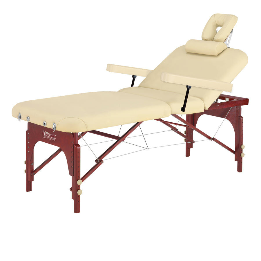 Master Massage 31" SPAMASTER™ Stationary Massage Table Package with Lift Back Action & MEMORY FOAM! (Cream Color)