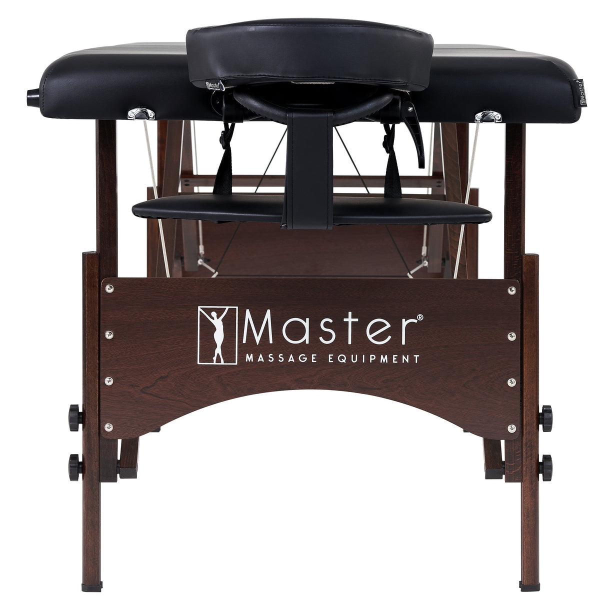 Master Massage 28" Argo Portable Massage Table Package in Black Upholstery, Walnut Legs